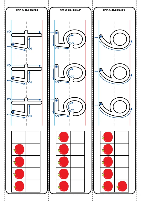 Number Tracing Cards 1-20 with Apple Ten Frames