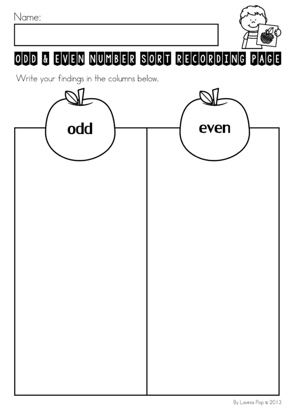 Apple Odd and Even Sorting Activity for Kindergarten