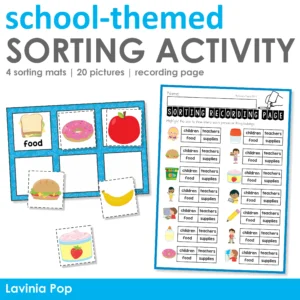 School Themed Sorting Activity for Kindergarten | Math Center