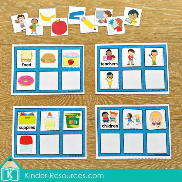 School Themed Sorting Activity for Kindergarten | Math Center