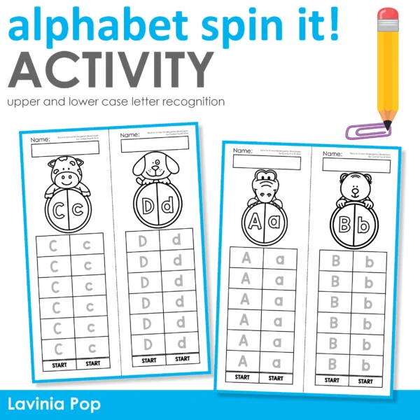 Alphabet Spin It Activity | Upper and Lower Case Letters