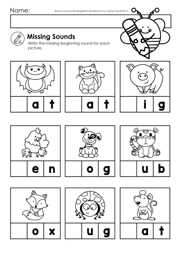 Beginning Sounds Worksheets for Kindergarten