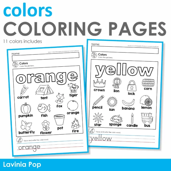 Colors Coloring Pages for Kindergarten | Back to School