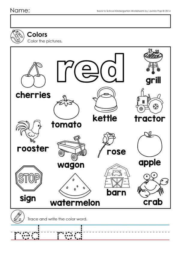 Colors Coloring Pages for Kindergarten | Back to School