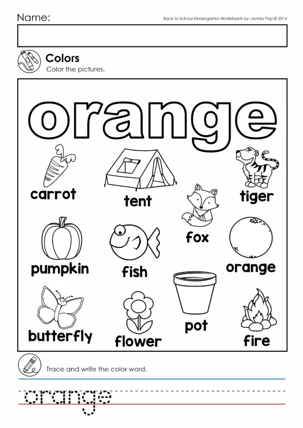 Colors Coloring Pages for Kindergarten | Back to School