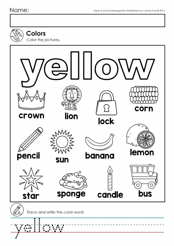 Colors Coloring Pages for Kindergarten | Back to School