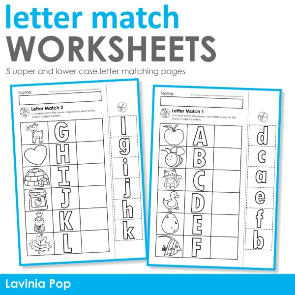 Alphabet Match Worksheets for Kindergarten | Upper and Lower Case Letters