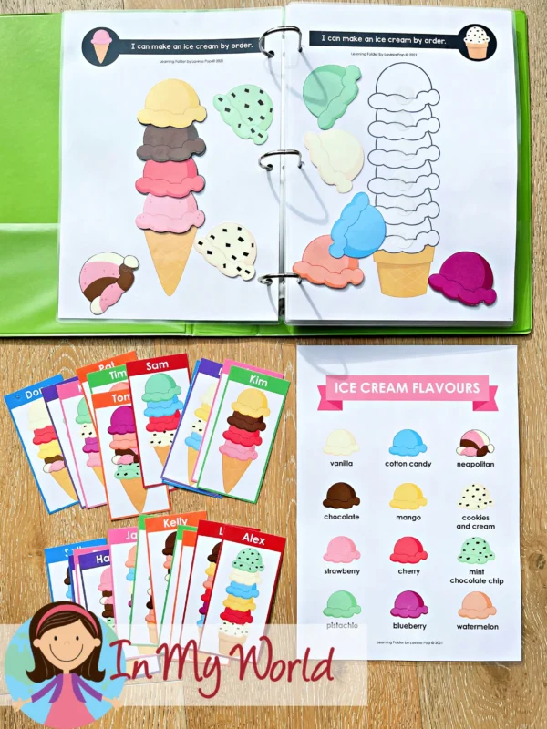 Learning Folder Toddler Binder Busy Book | Make Ice Cream By Order Printable Activity