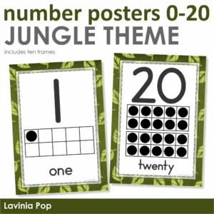 Number Posters 0-20 with Ten Frames | Jungle Theme