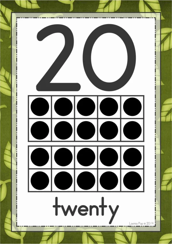 Number Posters 0-20 with Ten Frames | Jungle Theme