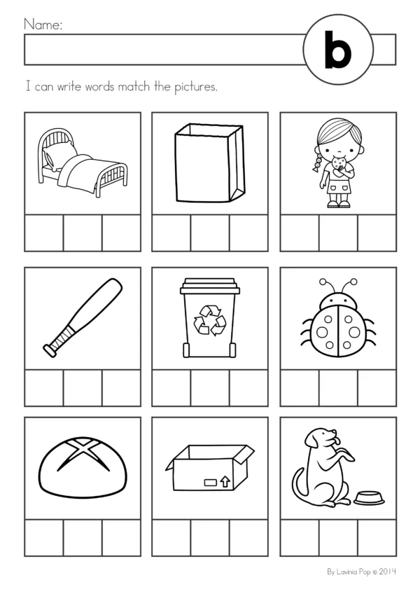 CVC Phoneme Segmentation Cards Center Activity with Worksheets