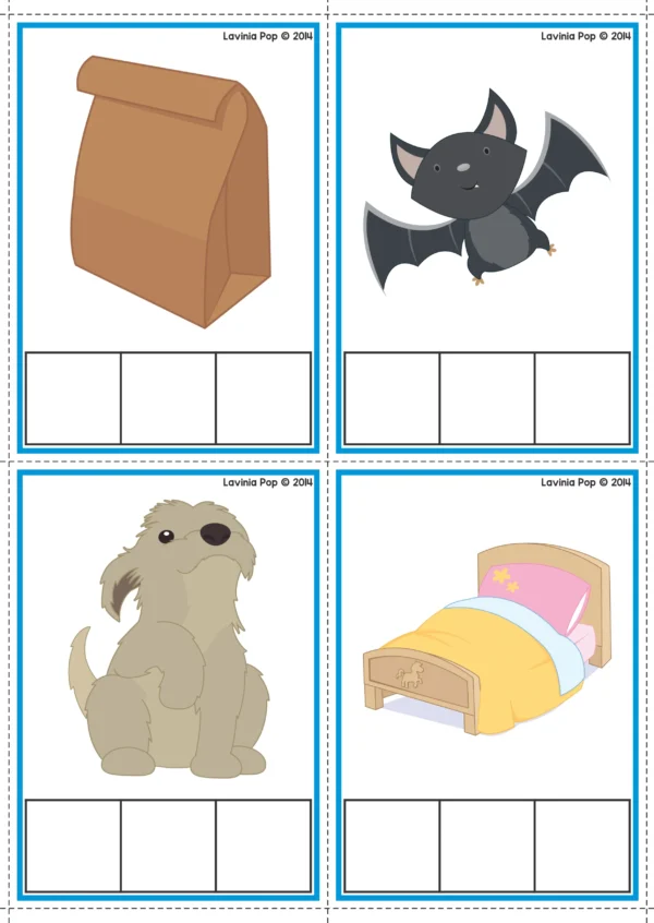 CVC Phoneme Segmentation Cards Center Activity with Worksheets