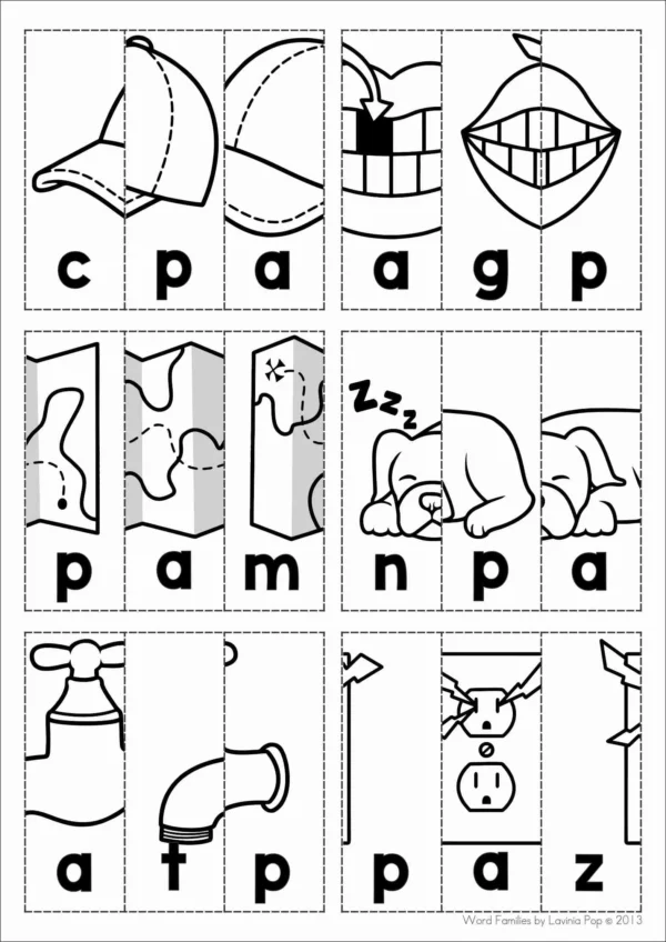 CVC Picture Scrambles Cut and Paste Activity | Word Families