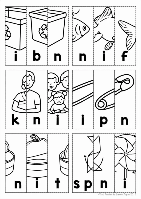 CVC Picture Scrambles Cut and Paste Activity | Word Families