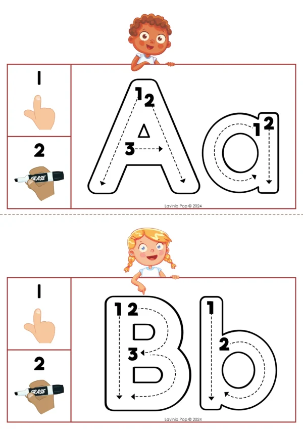 Alphabet Tracing Cards: Kids with Upper and Lower Case Letters | Preschool and Kindergarten