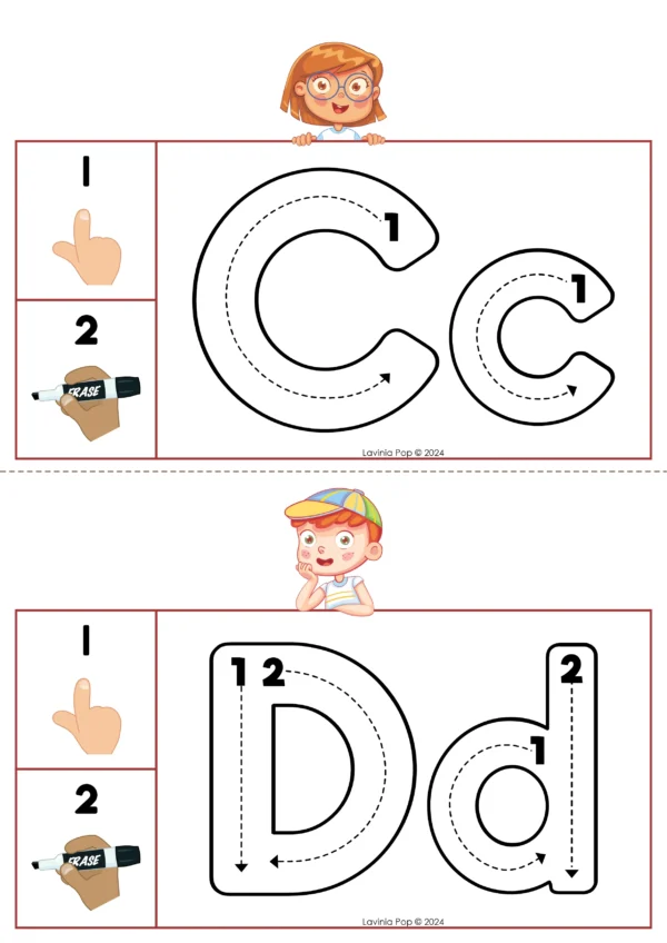 Alphabet Tracing Cards: Kids with Upper and Lower Case Letters | Preschool and Kindergarten