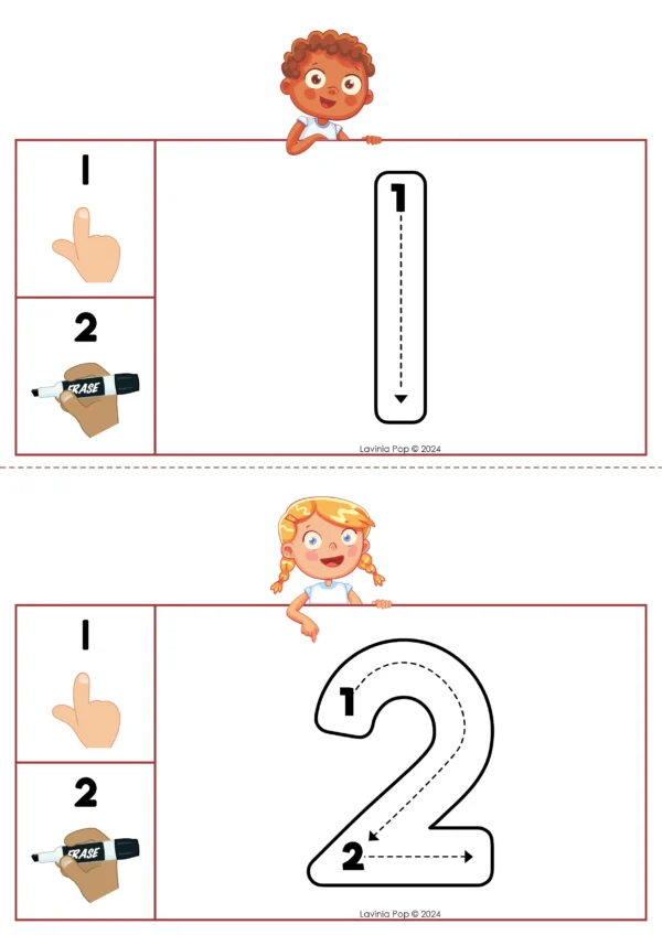 Number Tracing Cards: Kids with Numbers 1-10 | Printable Cards for Preschool