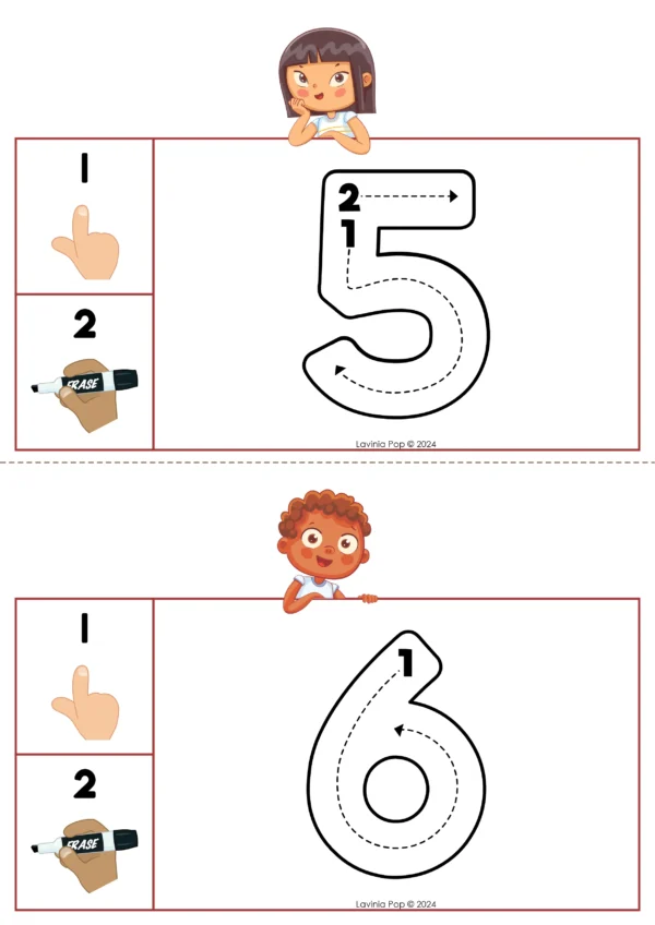 Number Tracing Cards: Kids with Numbers 1-10 | Printable Cards for Preschool