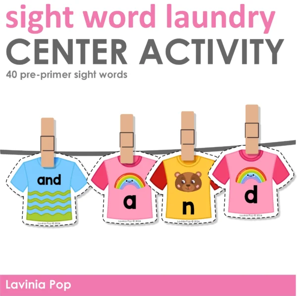 Sight Word Laundry Spelling Center Activity | Printable for Preschool and Kindergarten