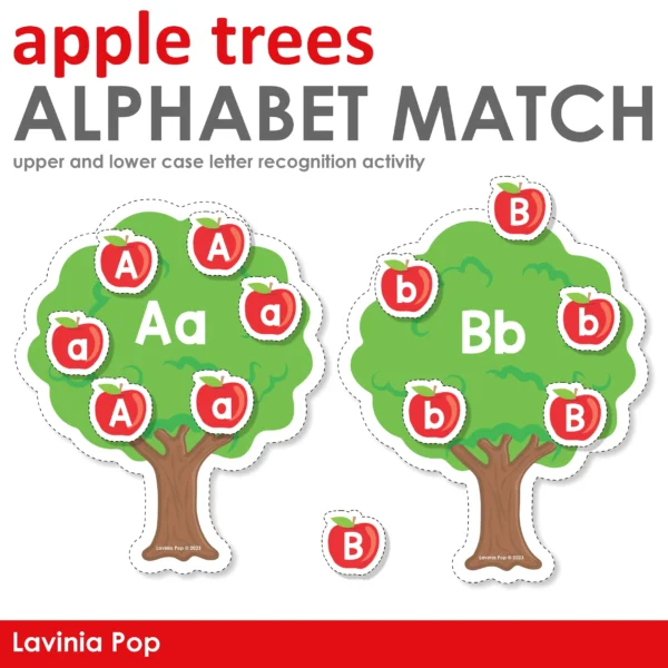 Apple Tree Alphabet Match | Upper and Lower Case Letter Recognition Printable Activity