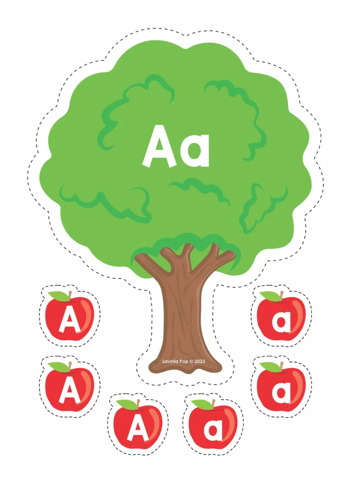 FREE Apple tree literacy activity matching uppercase and lowercase letters for preschool and kindergarten students. Download FREE sample activities here on the blog!