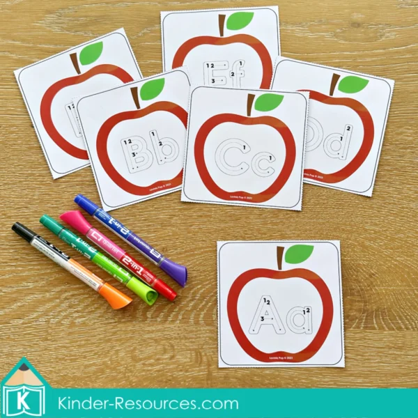 Apple Alphabet Tracing Cards with Directional Arrows