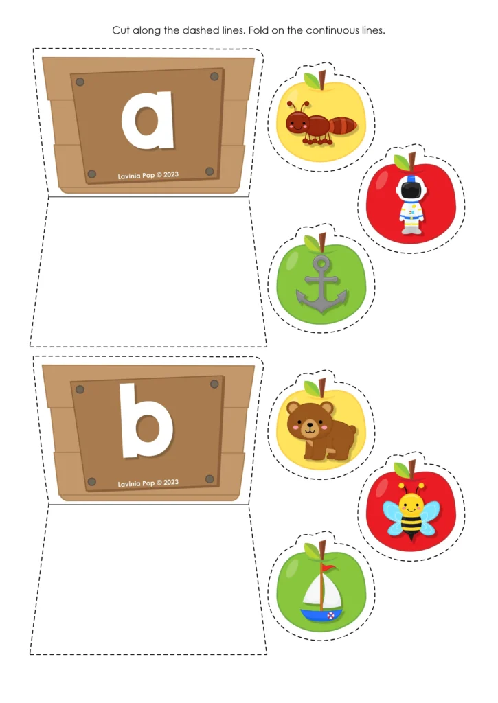 FREE Apple themed beginning sounds activity with letter crates and apple picture cards for preschool and kindergarten literacy centers. Download FREE sample activities here on the blog!