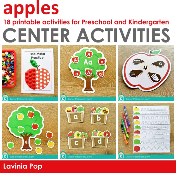 Apples Center Activities for Preschool & Kindergarten | 18 printable activities