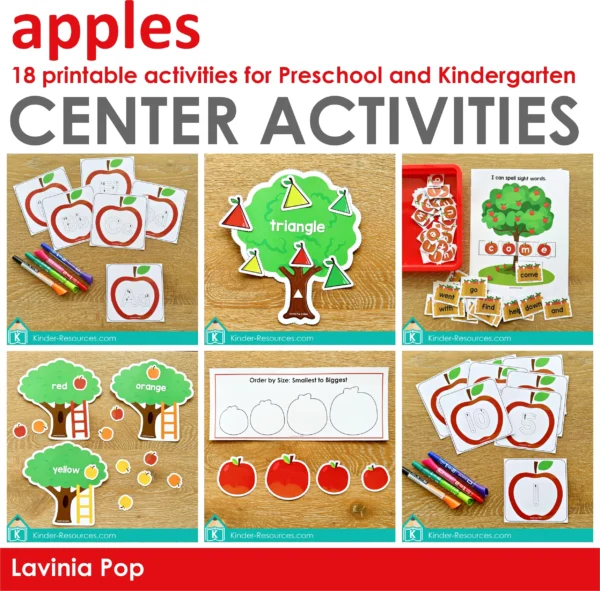 Apples Center Activities for Preschool & Kindergarten | 18 printable activities