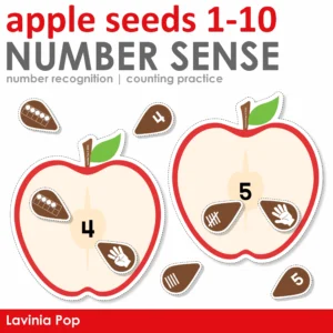 Apple Seeds Number Sense Printable Activity for Preschool and Kindergarten