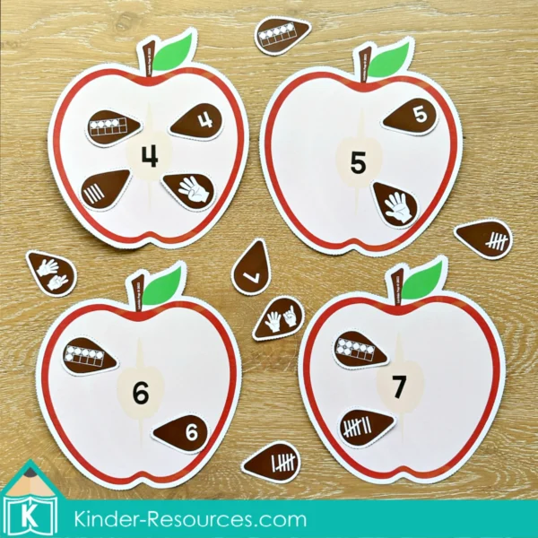 Apple Seeds Number Sense Printable Activity for Preschool and Kindergarten