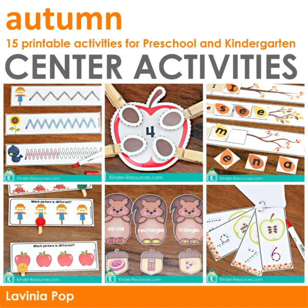 Autumn / Fall Preschool Centers | Printable Activities | Morning Tubs / Bins