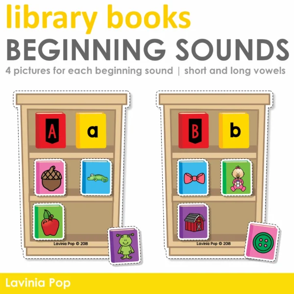 Beginning Sounds Library Books Match Activity