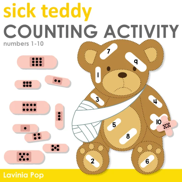 Sick Teddy Counting 1-10 Printable Activity | Dramatic Play