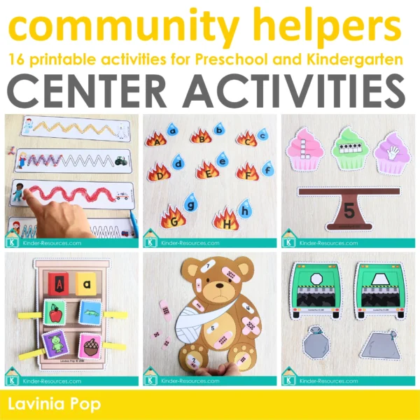 Community Helpers Center Activities for Preschool & Kindergarten | 16 printable activities