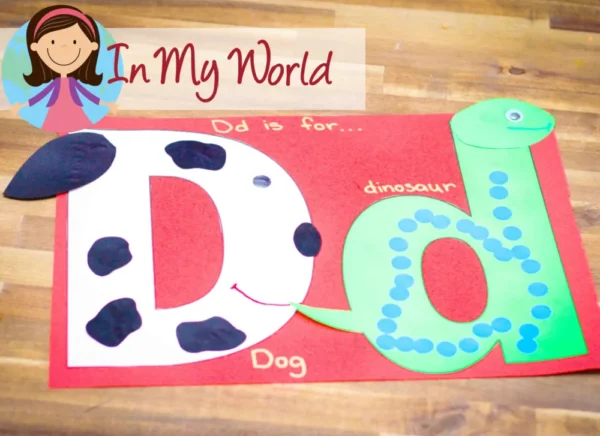 Preschool Letter of the Week D Alphabet Printables. Craft Dog and Dinosaur