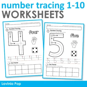 Number Tracing Practice Worksheets for Preschool and Kindergarten | 1-10