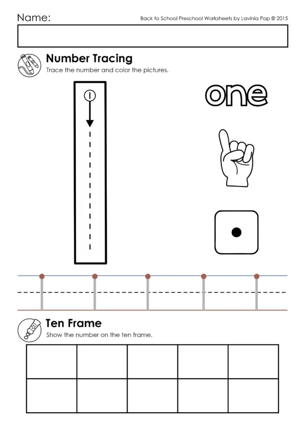 Number Tracing Practice Worksheets for Preschool and Kindergarten | 1-10