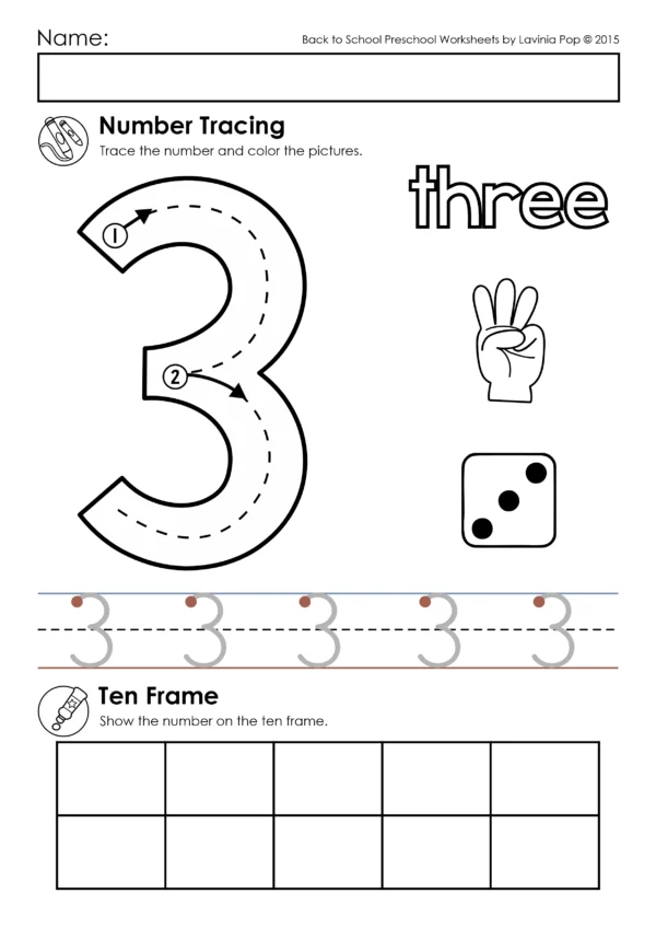 Number Tracing Practice Worksheets for Preschool and Kindergarten | 1-10