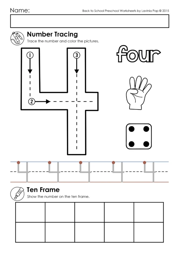 Number Tracing Practice Worksheets for Preschool and Kindergarten | 1-10