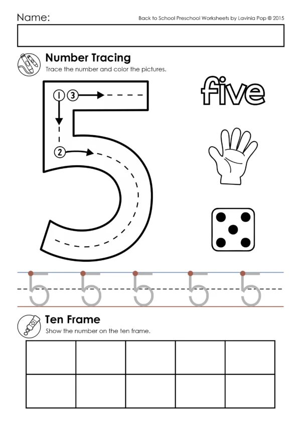 Number Tracing Practice Worksheets for Preschool and Kindergarten | 1-10