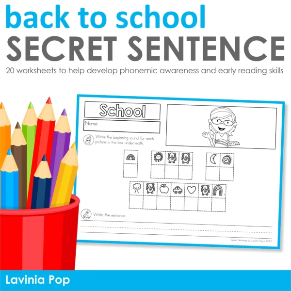 Secret Sentence: School Theme | Beginning Sounds | Sight Words