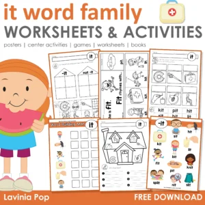 Free IT Word Family Worksheets & Activities. Posters | Center Activities | Games | No Prep Worksheets | Books