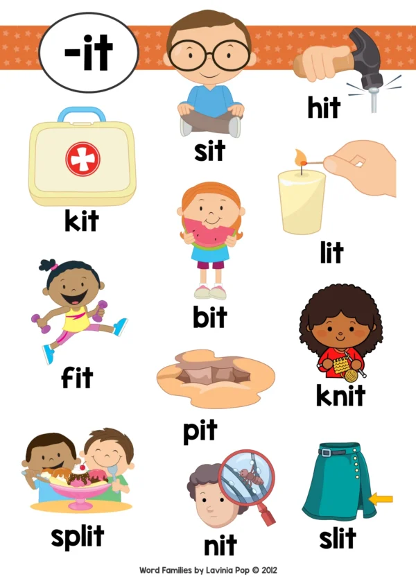 Free IT Word Family Worksheets & Activities. Posters | Center Activities | Games | No Prep Worksheets | Books