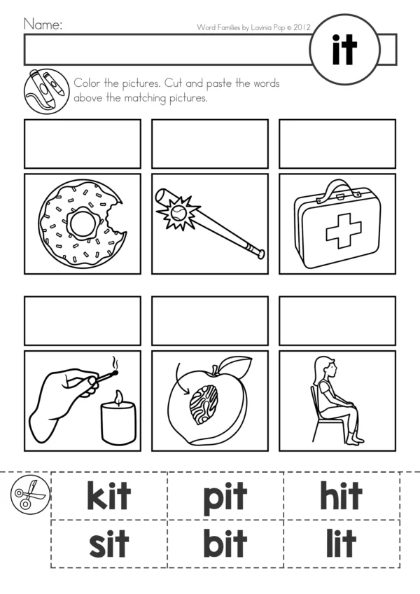 Free IT Word Family Worksheets & Activities. Posters | Center Activities | Games | No Prep Worksheets | Books