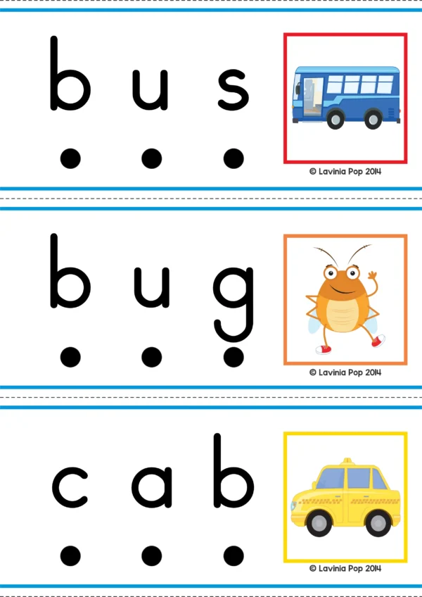 CVC Word Slider Cards | Phoneme Blending for Beginning Readers