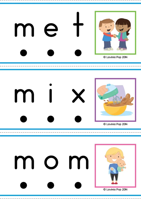 CVC Word Slider Cards | Phoneme Blending for Beginning Readers