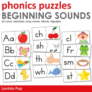 Beginning Sounds Puzzles | Alphabet, Long Vowels, Blends, Digraphs