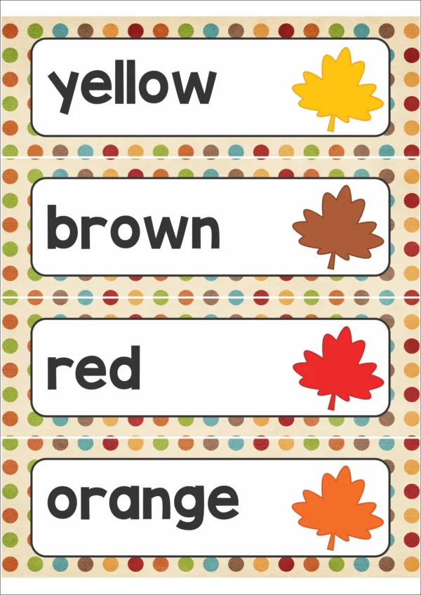 Autumn | Fall Word Wall | Vocabulary Cards for Preschool, Kindergarten First Grade