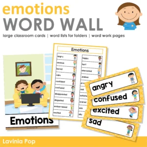 Emotions | Feelings Word Wall packet for learning new vocabulary and writing centers